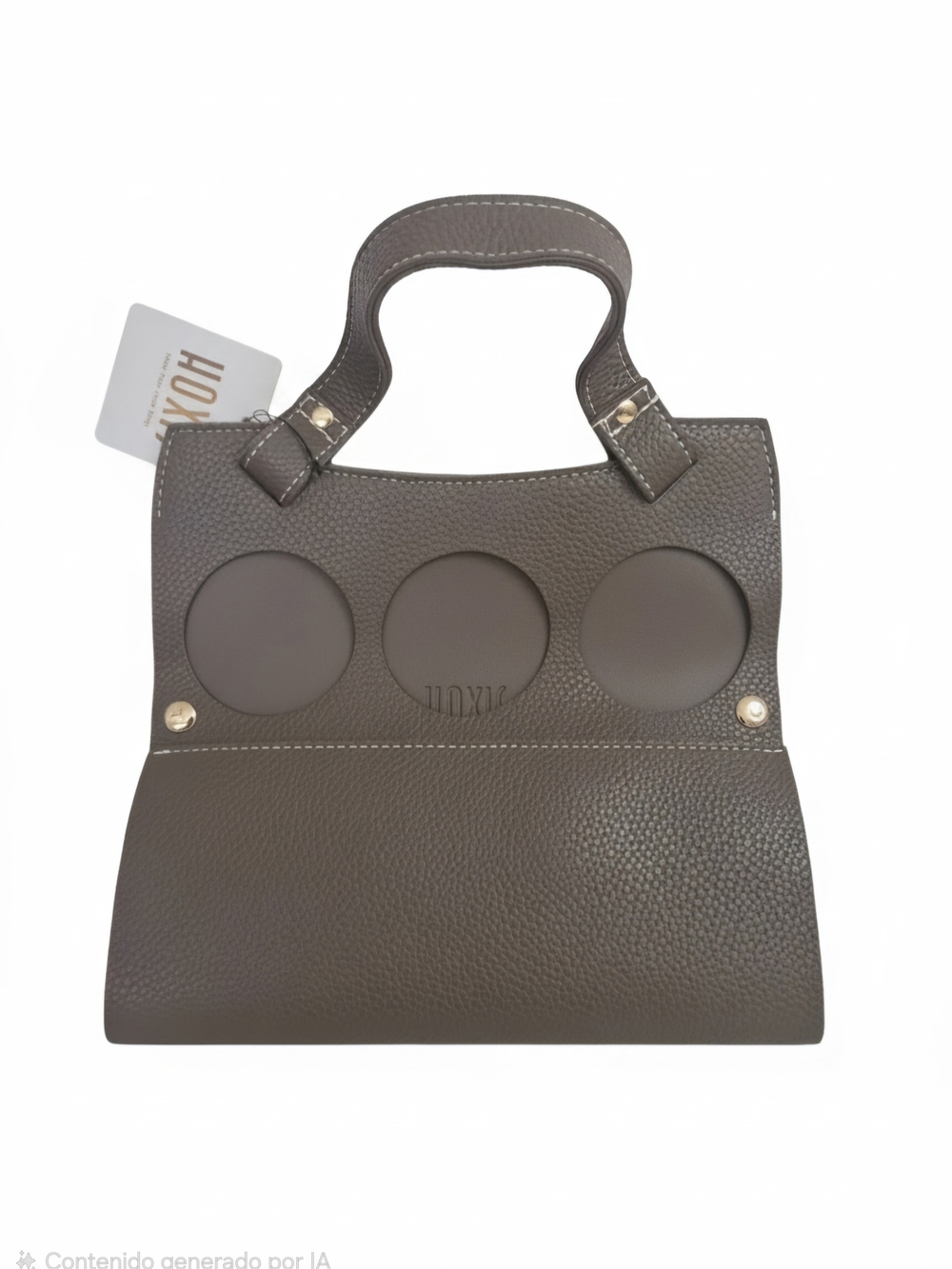 Hoxis Faux Leather Carrier Cady 6 bottle Basket -Taupe.